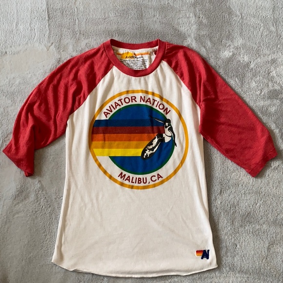Aviator Nation Tops - Aviator Nation 3/4 Sleeve Malibu Baseball Tee Size S